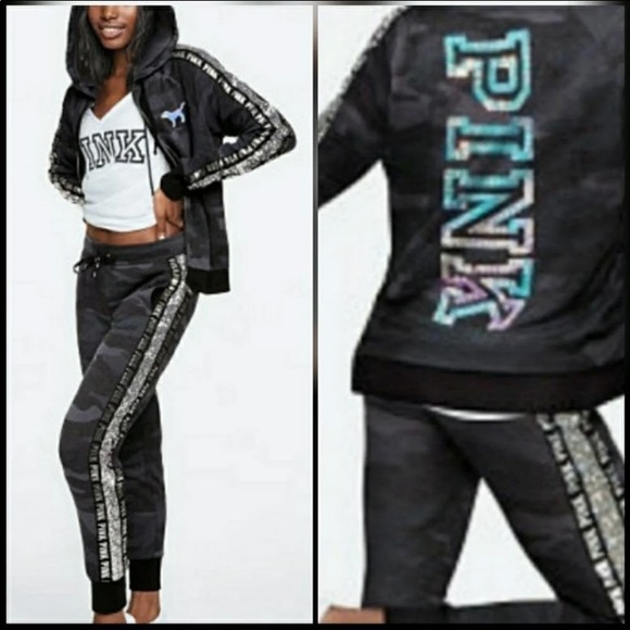 PINK Victoria's Secret Pants - RARE VS PINK SET Camouflage Bling Jogger Med Camo